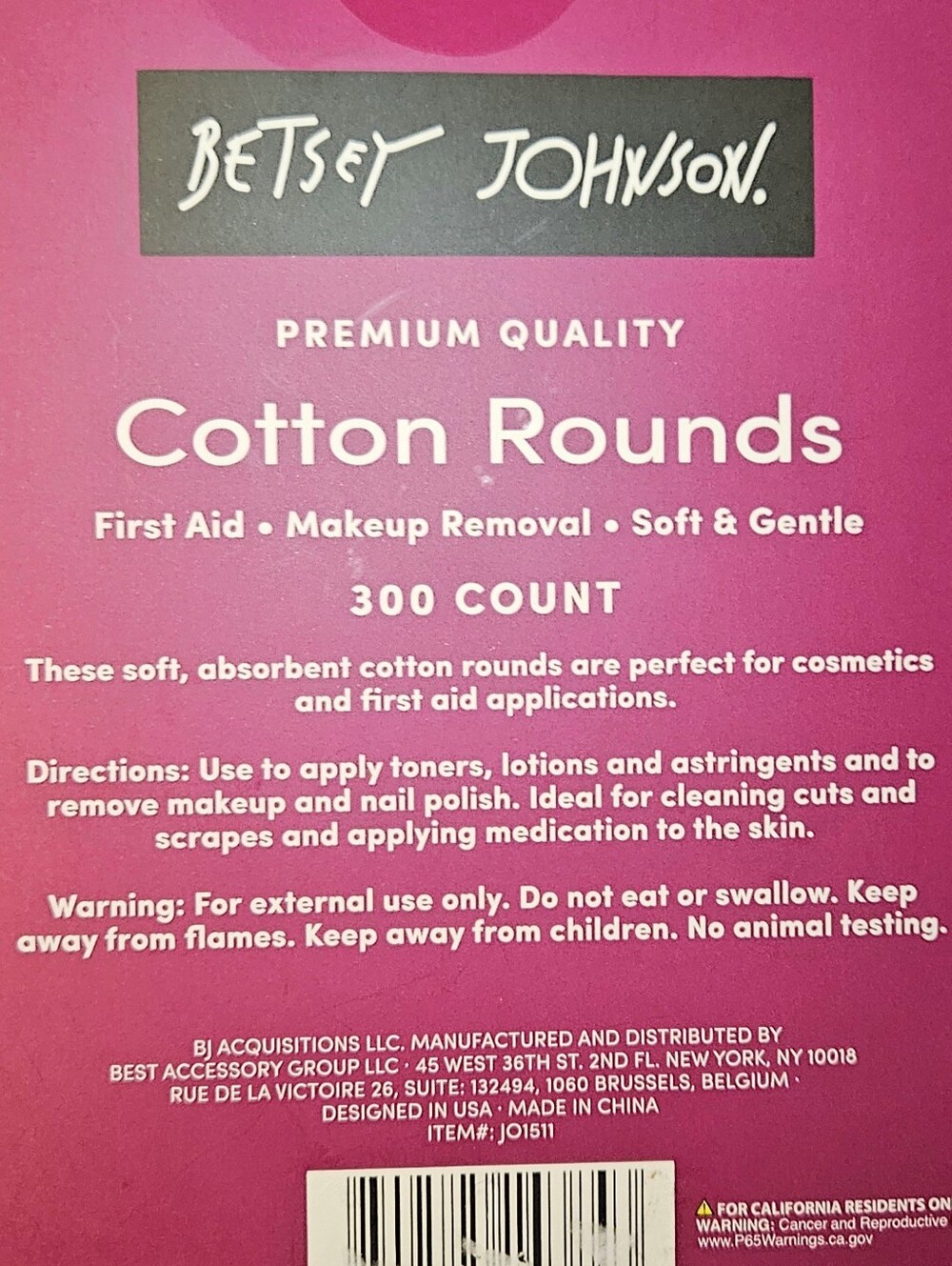 Betsey Johnson 300ct Premium Cotton Rounds - Picture 2 of 7
